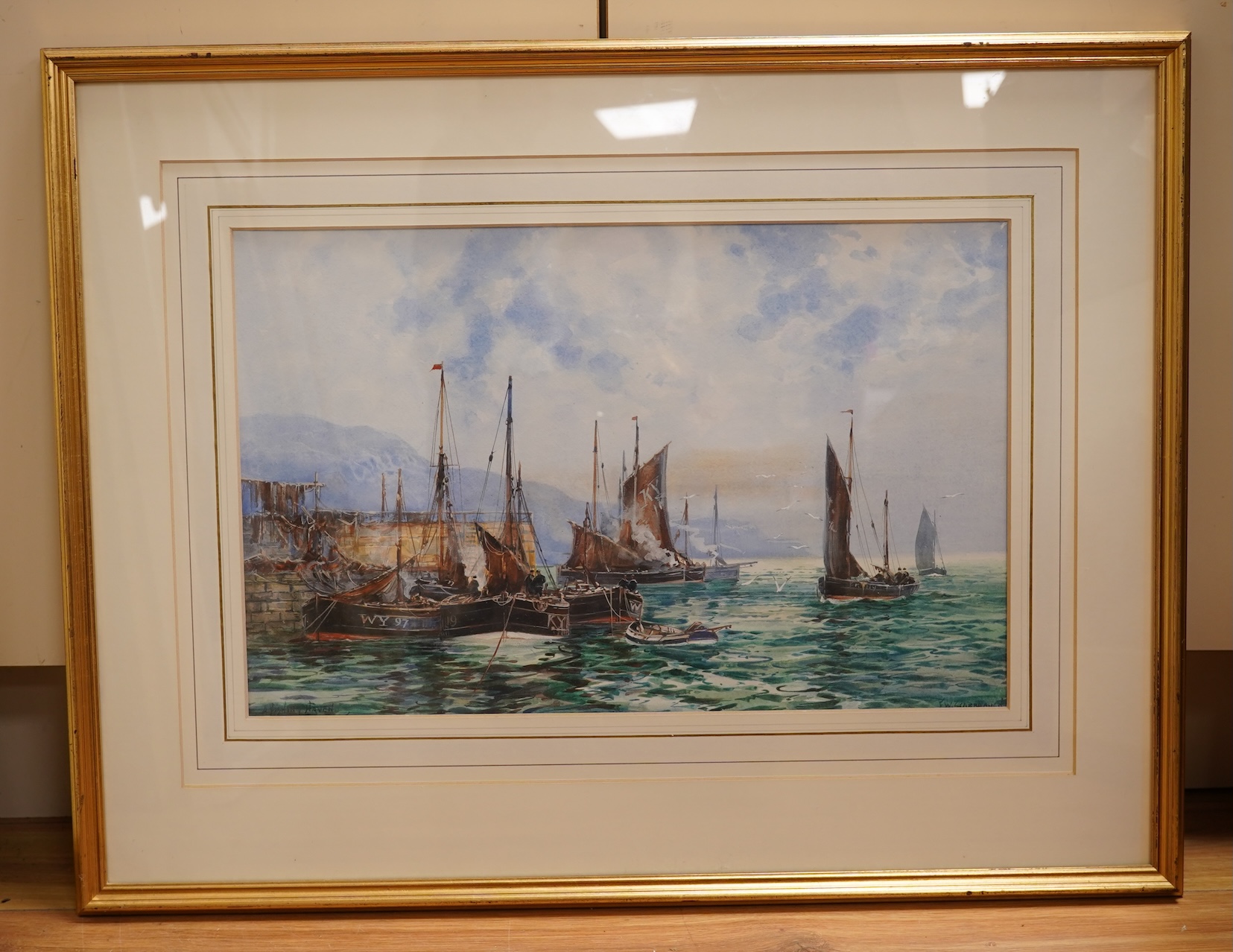 Frederick William Scarborough (1860-1939), ‘A Fishing Haven’, signed, watercolour, 33 x 50cm